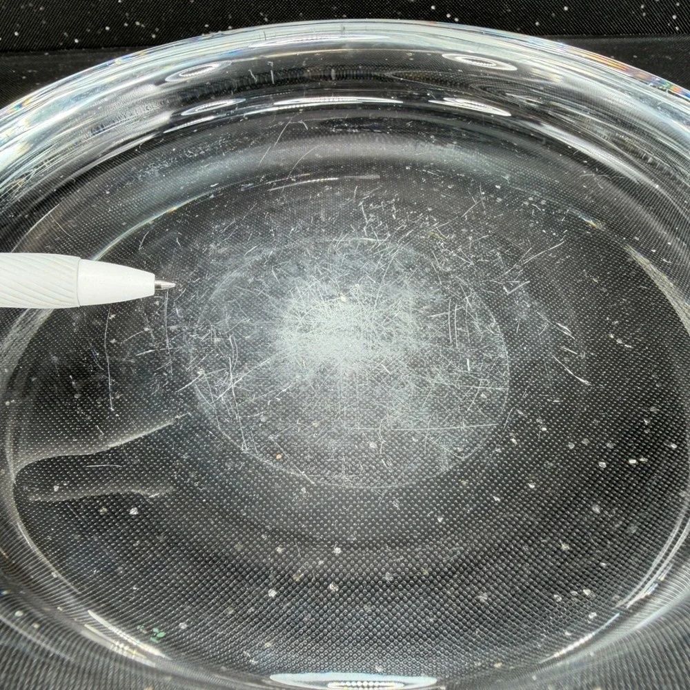 Vintage 1960s Sweden Art Glass Ashtray 8 Inch Heavy Clear Crystal MCM Round